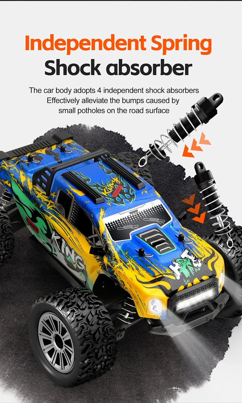 WLtoys 164018 1/16 Scale RC Car Off-Road 4WD Electric Remote Control Big Foot Climbing Truck with LED Lights High-Speed 2.4G