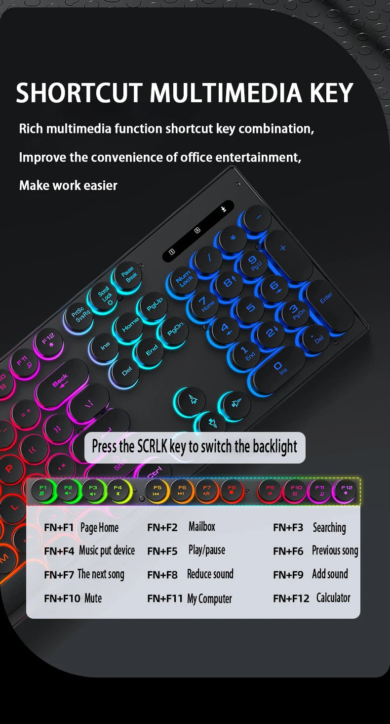 Mechanical hand feel electronic sports game business office wireless USB light keyboard set