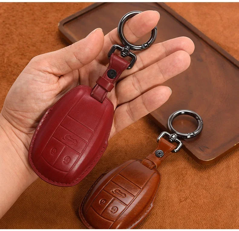 Handmade Leather Key Fob for Bentley Bentayga Continental Flying Spur Mulsanne PHEV Continental GT Cover Case Car Accessories