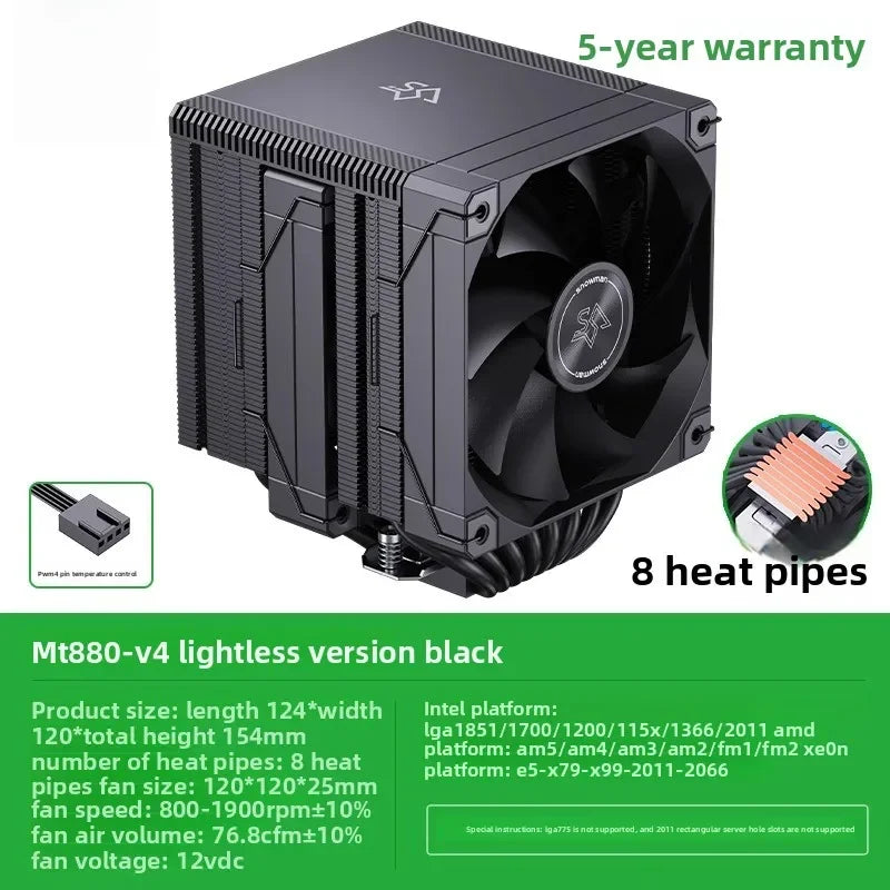 Universal CPU Air Cooler, 8 Heat Pipes Dual Tower Heatsink with Digital Display, Compatible with LGA1700/1851/AM5 Sockets