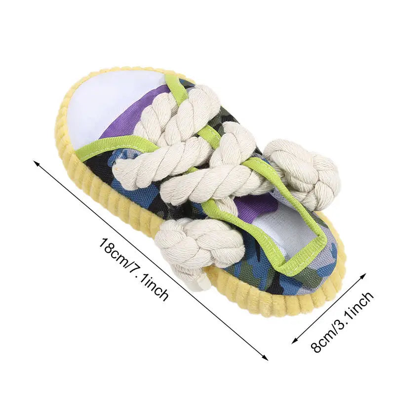 Dog Toys Shoes Pet Cotton Rope Slippers Sound Making Toys Teeth Cleaning Built-in BB Airbag Round Ball Bell Various