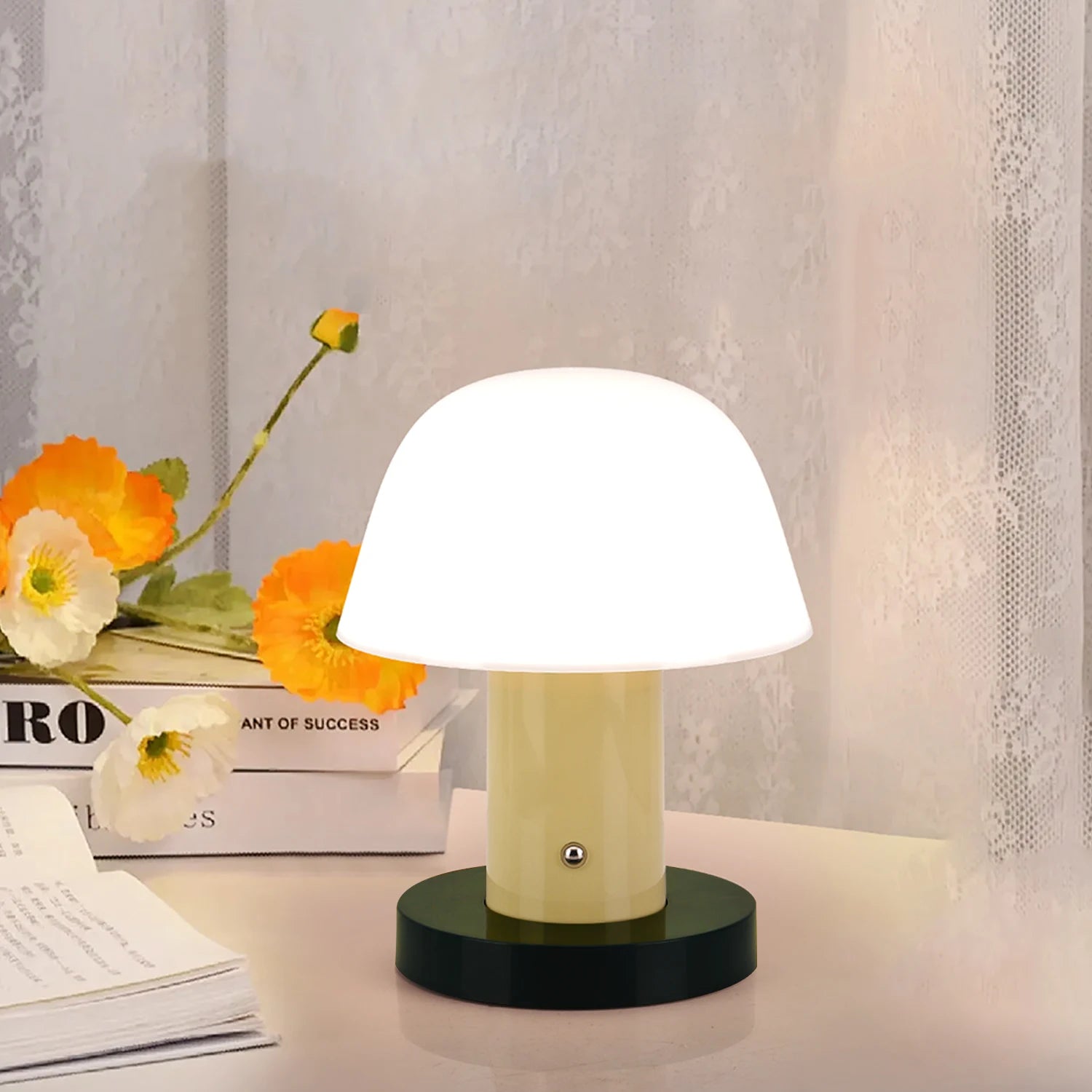 Mushroom table lamp bedroom bedside ambient light LED touch switch USB charging restaurant coffee room decorative light