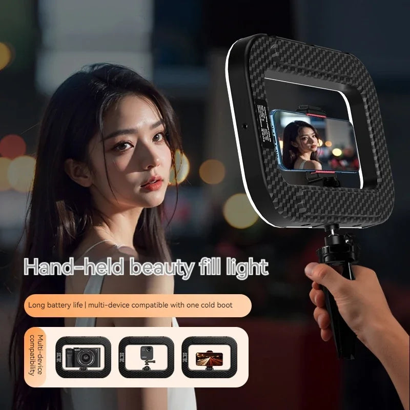 Rechargeable LED Ring Light for Phone - Handheld & Desktop Fill Light, Perfect for Live Streaming, Selfies, Pet Photography