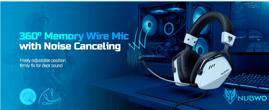 NUBWO HG03 USB-A Gaming Headset with 7.1 Surround and FPS Sound Wired Headphones with Noise Canceling Mic Comfortable Design