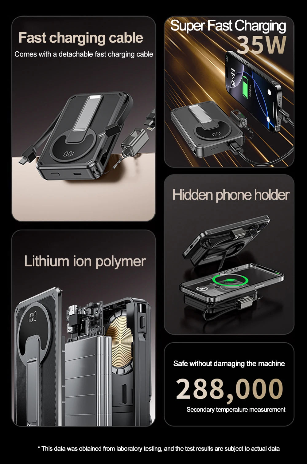 4 in 1 Magnetic 10000mAh Wireless Power Bank 35W Fast Charging Self Charging Multifunctional Powerbank For Magsafe iPhone Xiaomi