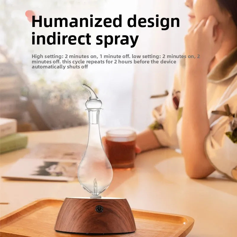 50ML Waterless Essential Oil Pure Diffuser Mini Nebulizer Aromatherapy Wood Glass Household Aroma Diffusers Colorful Night Light