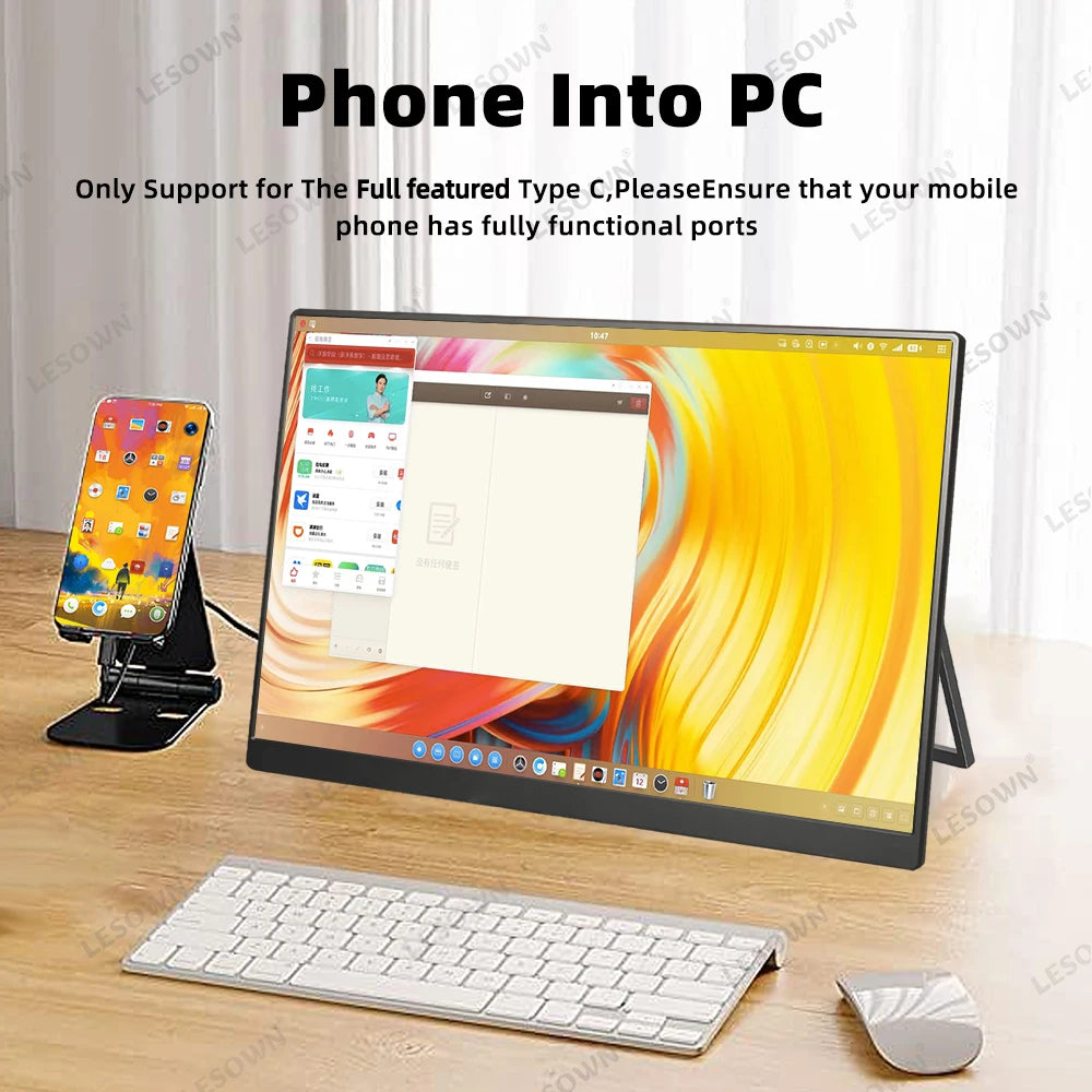 LESOWN 120Hz 2.5K Monitor 11.6 14 16 inch IPS 3840x2160 UHD VESA Gaming External Screen USB-C Display with Speaker Plastic Shell