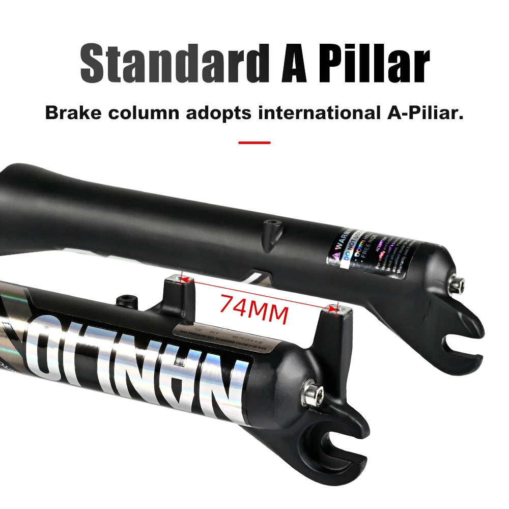 Nanlio Double Shoulder Snow Fork 20/26x4.0 Inch Fat Tire Air Suspension34mm Tube 135mm Hub Width for E-Bike MTB Electric Bicycle