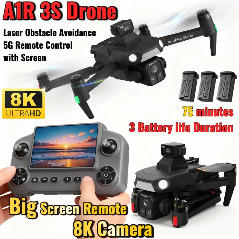 For Genuine A1R 3S 5G Screen-Controlled Drone with Laser 360 Obstacle Avoidance GPS Return Home 8K Camera for Aerial Photography