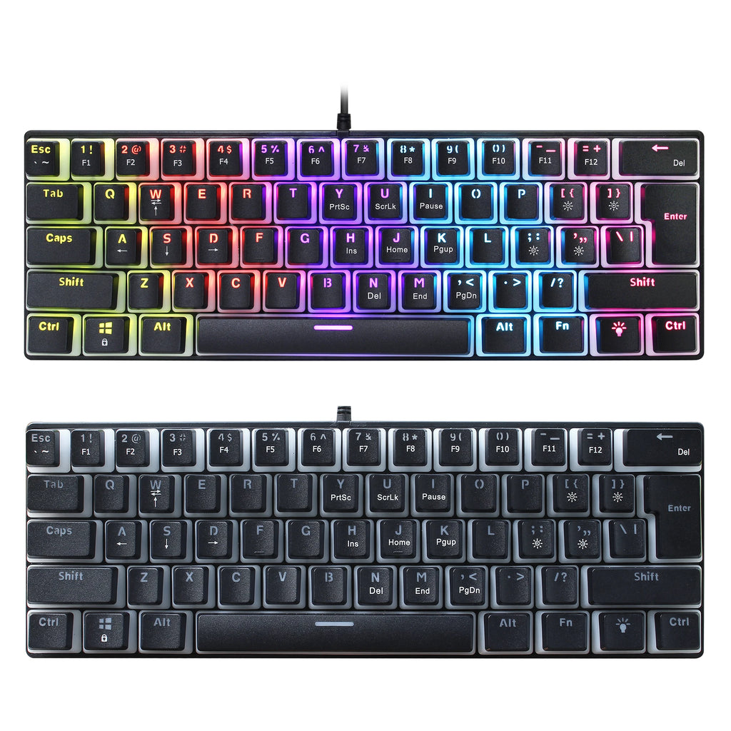 61 Keys Wired Mechanical Keyboard Blue Switch Two-color Injection Pudding Key Cap RGB Backlight For Game Office Home