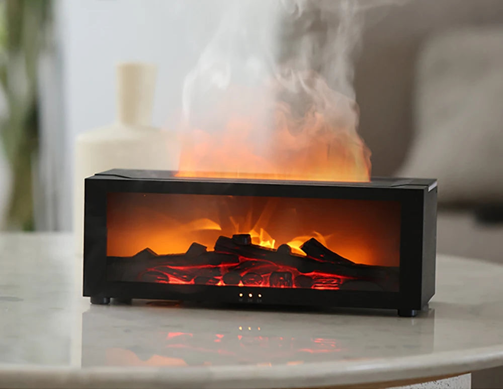 Air Humidifier Essential Oil Diffuser Flame Aroma Humidifier Home Room Fragrance Diffuser with Night Light Aromatherapy Diffuser