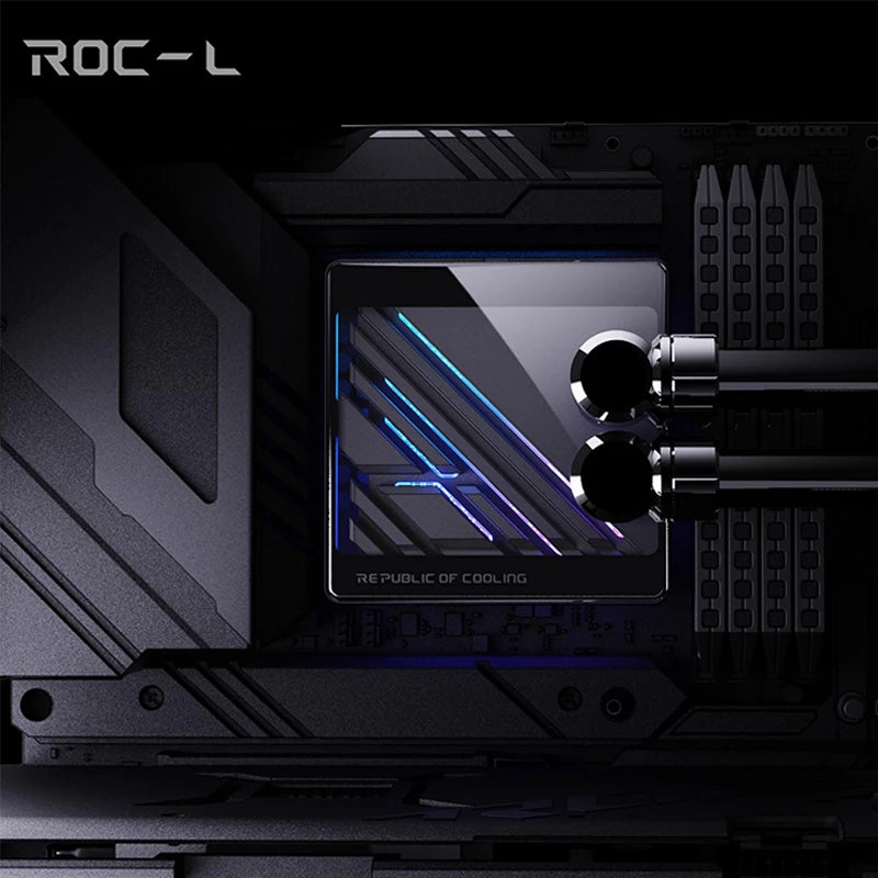 BOOO ROC-L Split Copper CPU Water Block 0.08mm Waterway, Metal Curved Tempered Glass For AMD AM4 AM5/Intel 1700-1800 , 5V ARGB