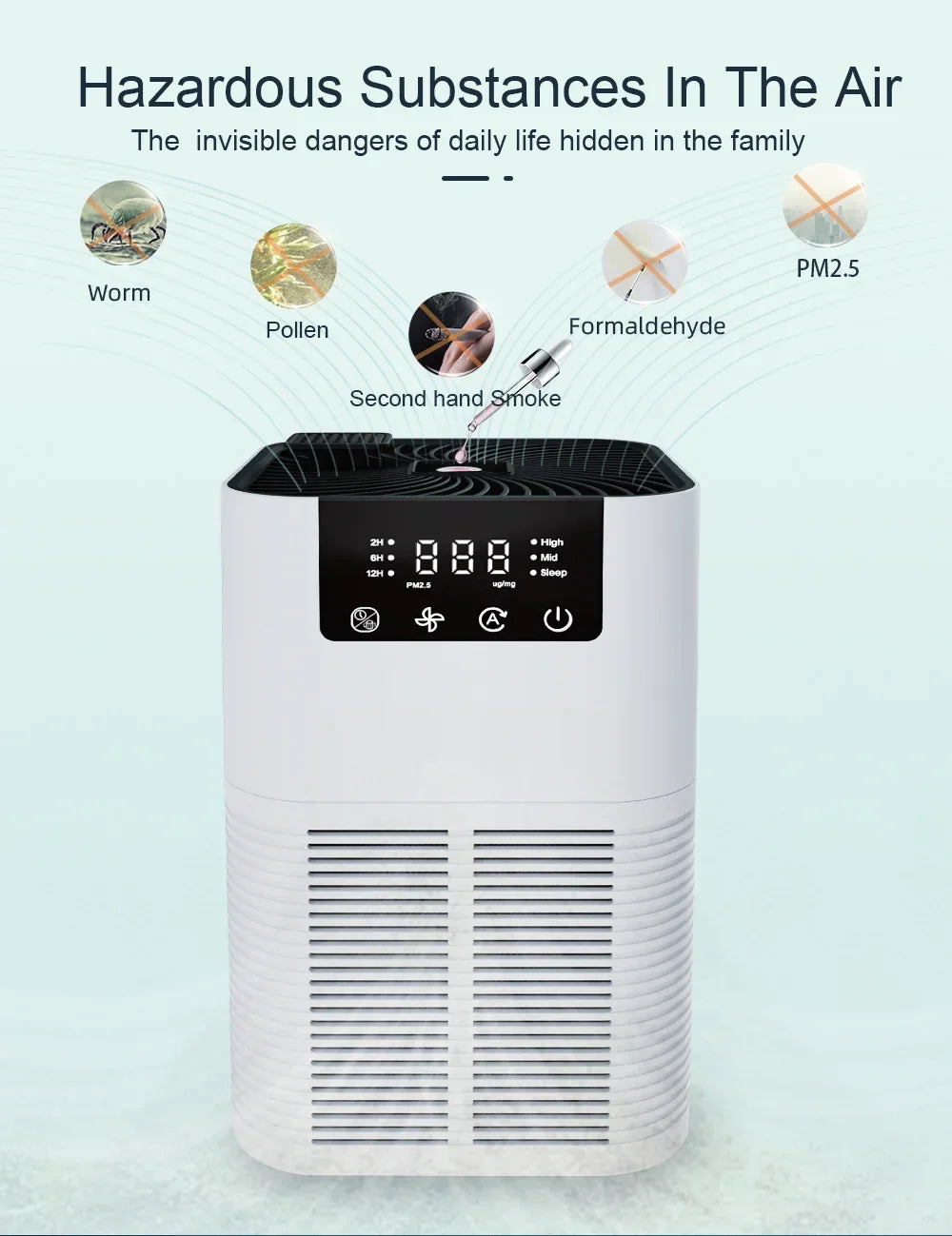 Air Cleaner for Home Household with HEPA Filter Portable Small Air Purifier 110v 220v