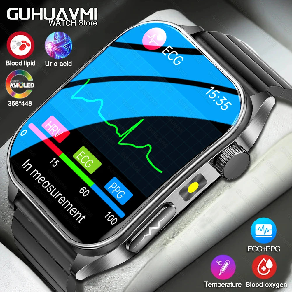 Smart Watch 650nm Dual probe laser health conditioning Blood oxygen Pressure Uric Acid Blood lipid ECG Smartwatch for Man Women