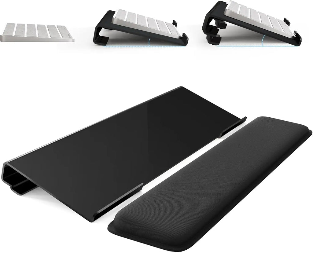 Computer Keyboard Stand for Desktop, 2-Level Height Adjustment Keyboard Wrist Rest, Non-Slip Key Board Riser Pad for Desk