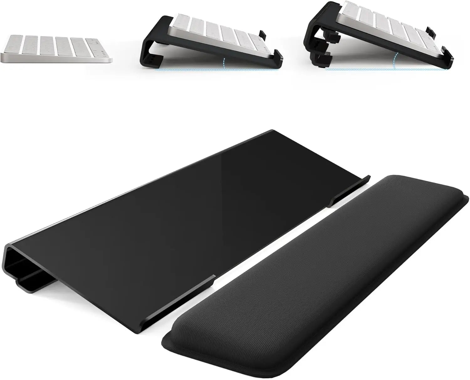 Computer Keyboard Stand for Desktop, 2-Level Height Adjustment Keyboard Wrist Rest, Non-Slip Key Board Riser Pad for Desk