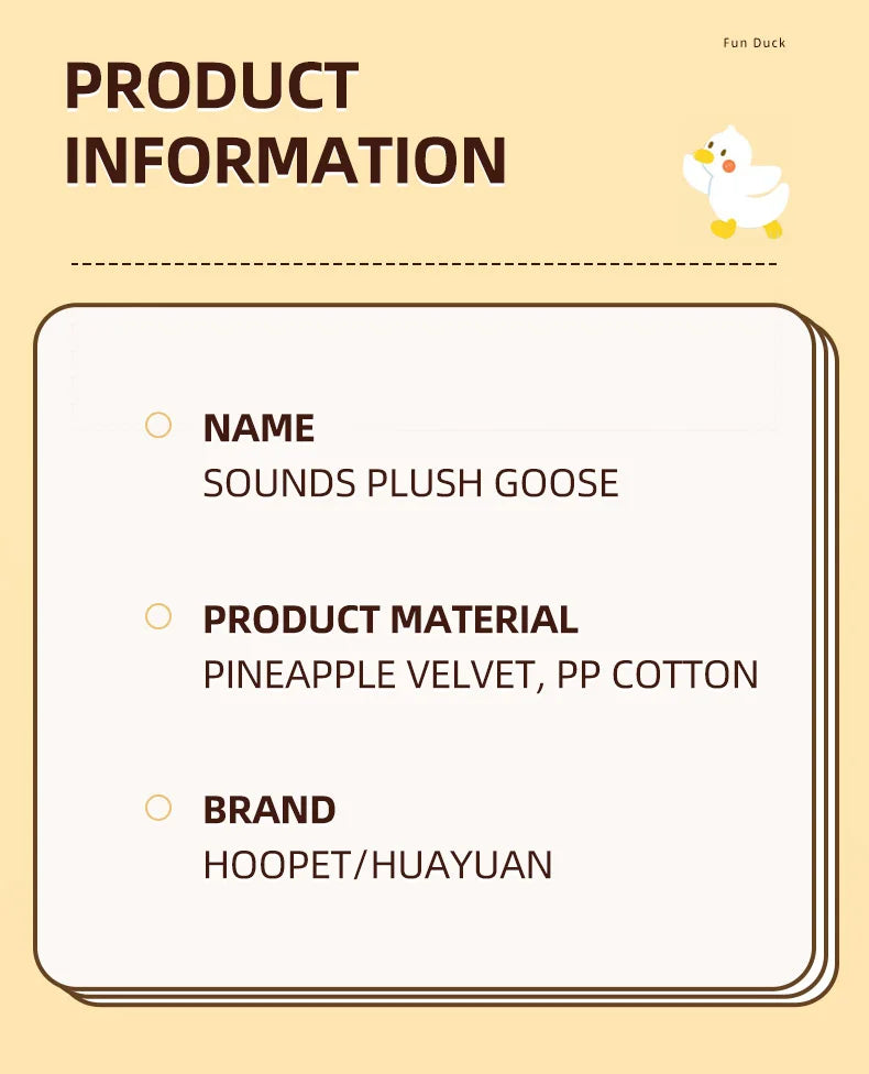 HOOPET Dog Toys Funny Interactive Plush Duck Toy for Dogs Teething Durable Chewing Squeaky Toy Pets Accessories