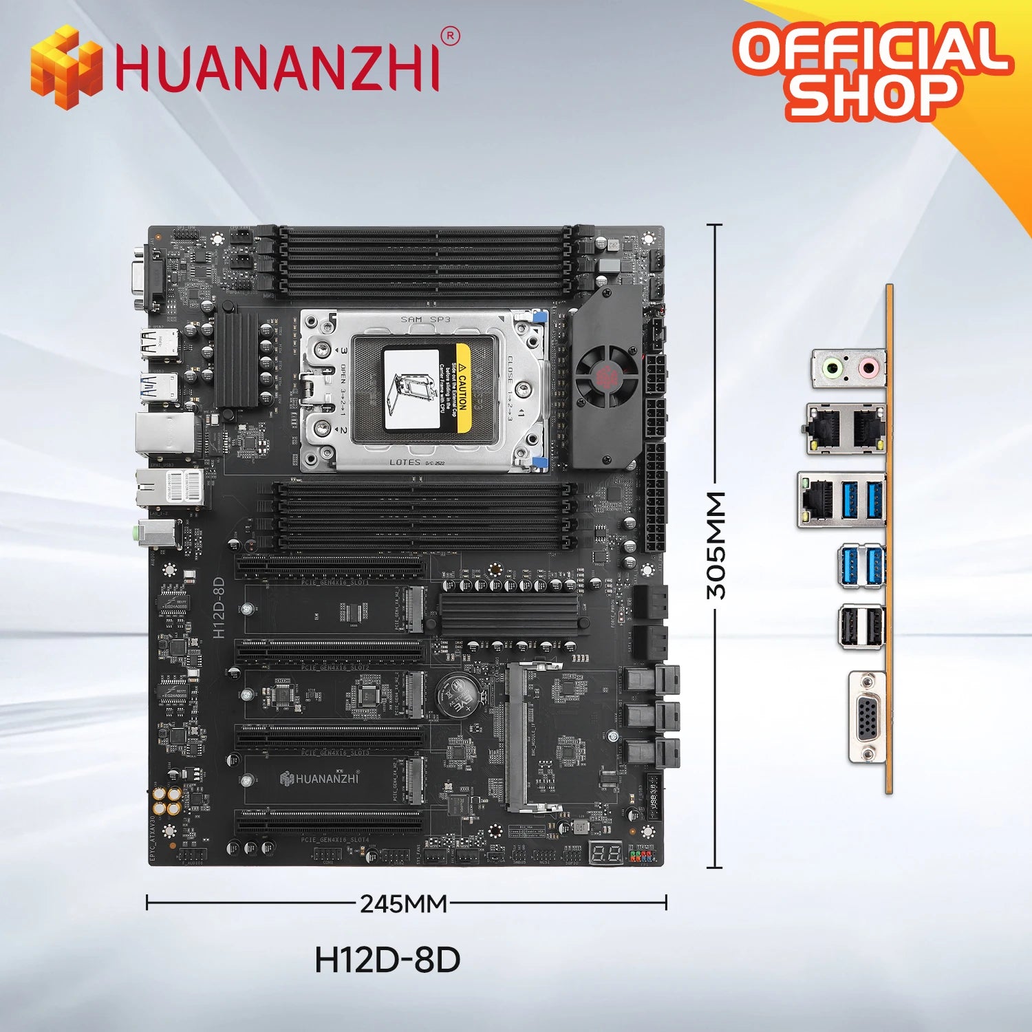 HUANANZHI H12D 8D AMD  Motherboard with BMC module support AMD EPYC 7002 7003 series CPU 8 channel memory Dual 2.5G network