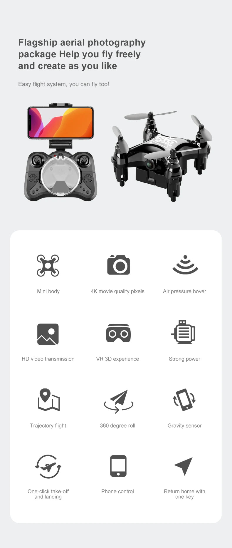 Newest Mini Drone Movie Quality Photography Remote Control Aircraft Aircraft Helicopter Kid Children's Toy Gift