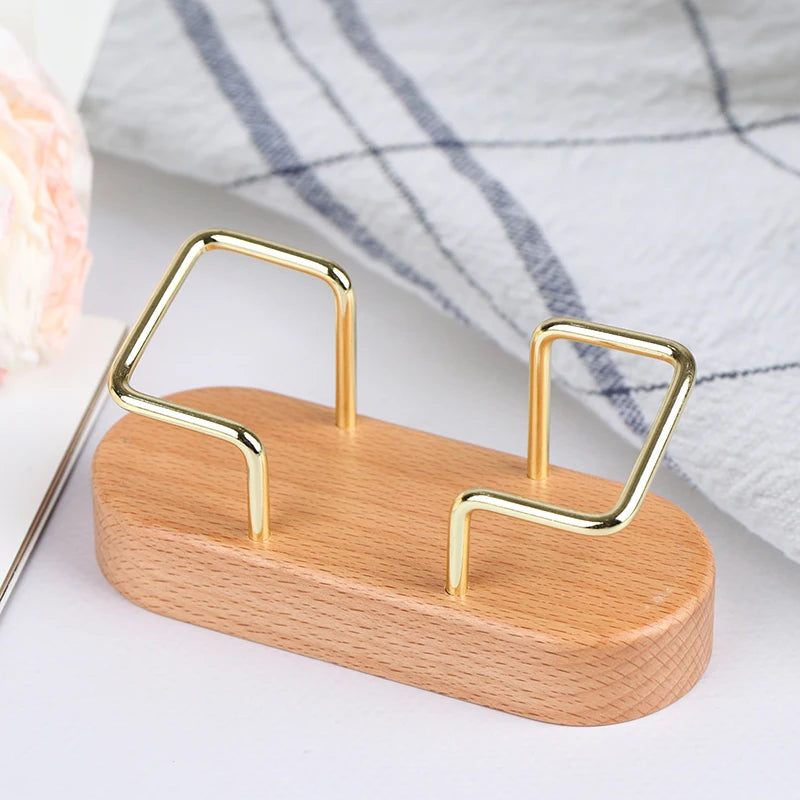 Desktop Business Card Holder, Solid Wood Display Stand for Office