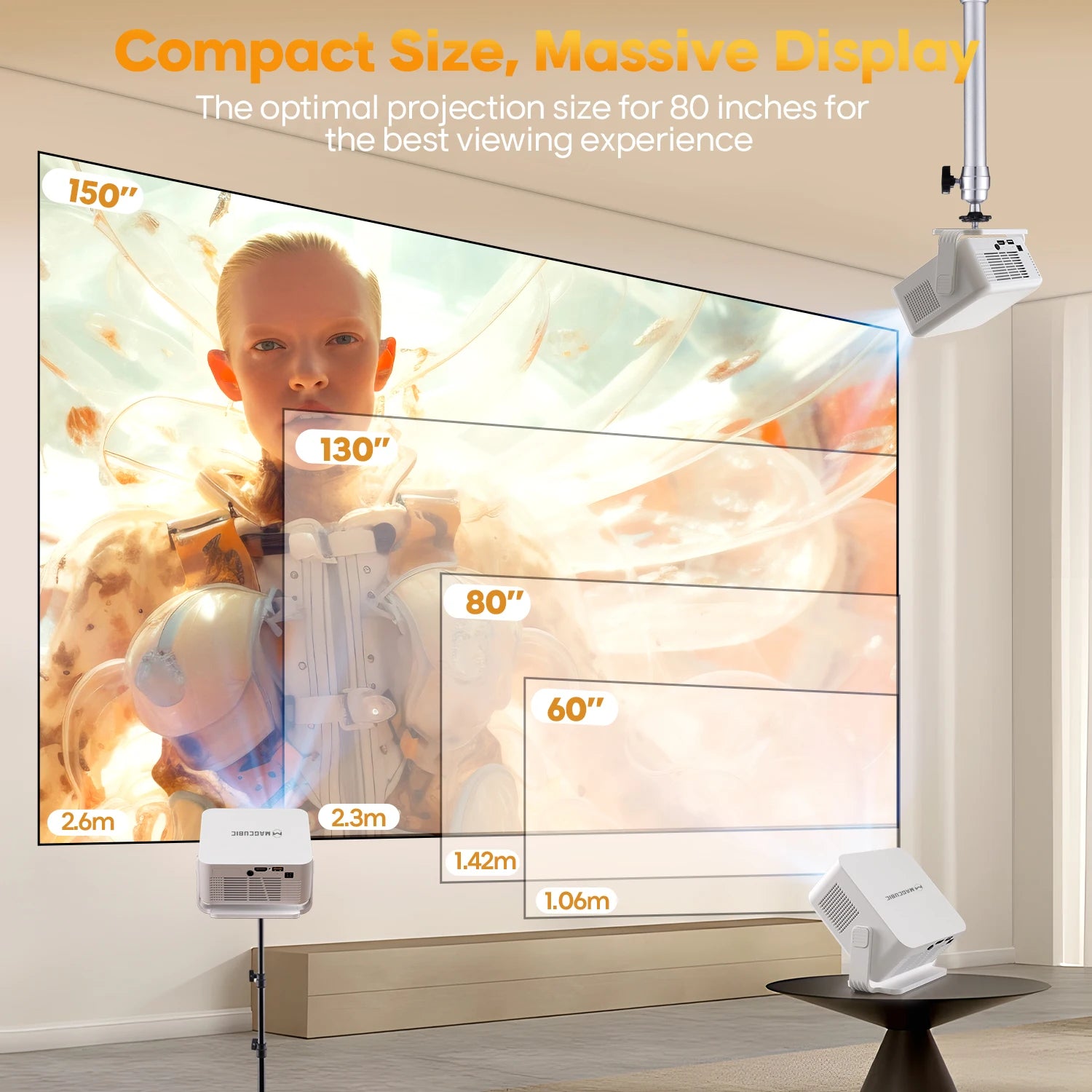 Magcubic Android 14 Auto Focus HY300MAX Portable Projector 400ANSI WiFi6 Projector Support 8K Full HD Home Outdoor Cinema HY300