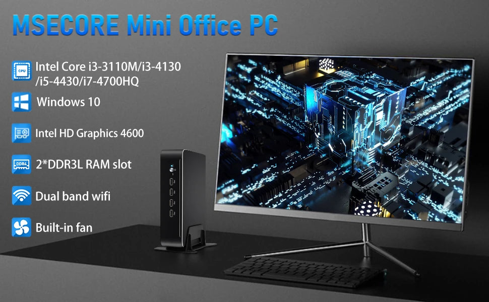 MSECORE Intel Core i3i5i7 Mini PC Gamer Windows 10 Portable PC Office Desktop Computer HTPC MINIPC Barebone System Linux WiFi HD