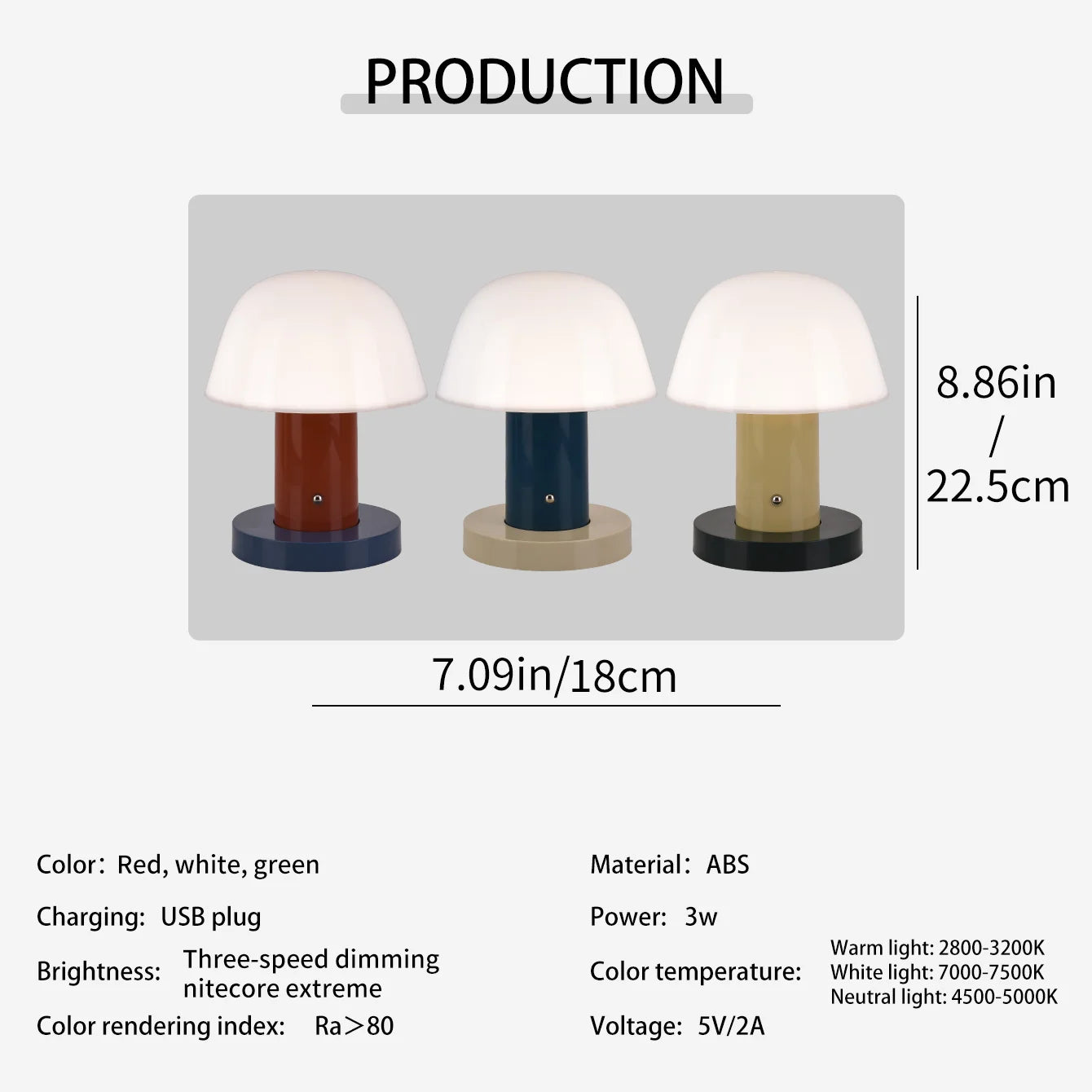 Mushroom table lamp bedroom bedside ambient light LED touch switch USB charging restaurant coffee room decorative light