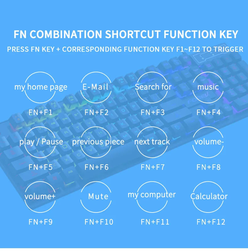 104 Keys Mechanical feel Keyboard Wired Gaming Keyboard for Laptop Desktop Ergonomics RGB Backlit LED Keycaps PC Accessories