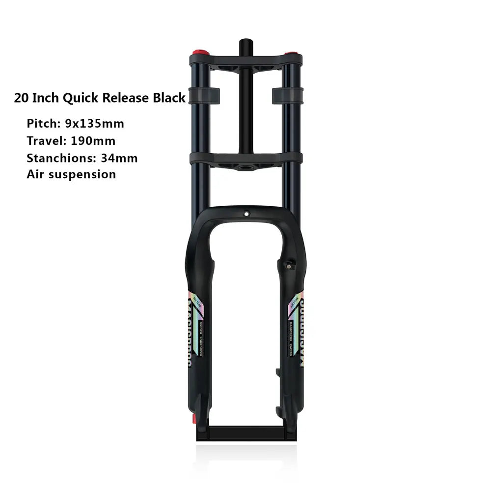 20x4.0 26*4.0 Dual Crown Motor Fork QR 9*135mm 15*135mm Beach Snow Bike Electric Fat Tire Bike Motorcycle Double Crown Air Fork