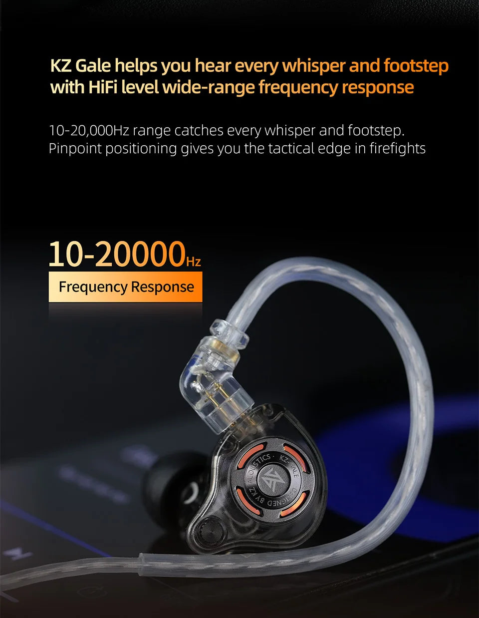 KZ Gale In-Ear Gaming Earphones E-sports Bass Metal Earbuds for Video Game Stage Live Sound Headphones