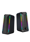 Desktop Speakers, 2.0 Channel PC Computer HiFi Stereo Gaming Speaker with Colorful LED Light Modes, Enhanced Bass and Easy-Acces