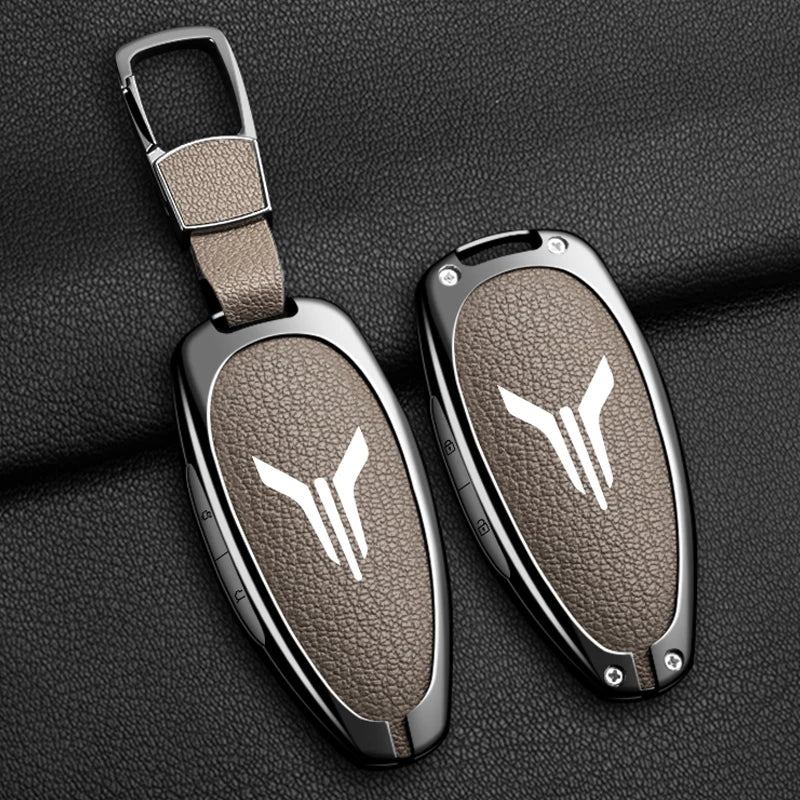 Car Key Case Cover Shell Fob For Voyah Free I-Land Dreamer 2021-2023 Keychain Auto Zinc Alloy Leather Key Protection Accessories