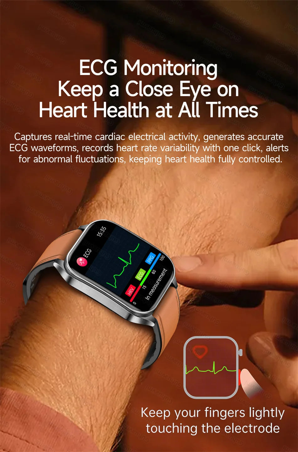 Smart Watch 650nm Dual probe laser health conditioning Blood oxygen Pressure Uric Acid Blood lipid ECG Smartwatch for Man Women