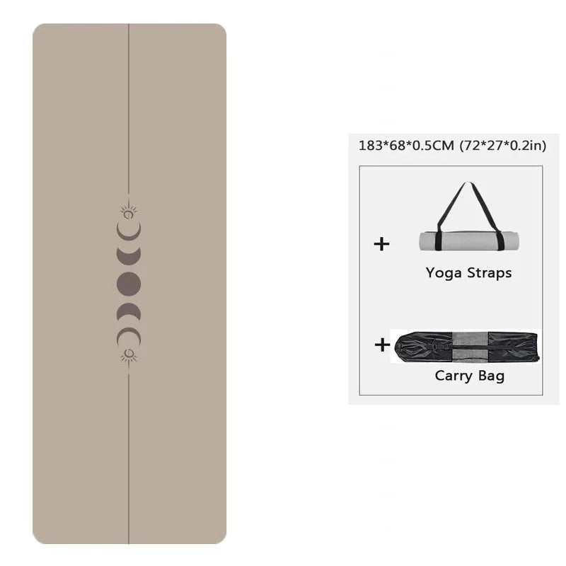 183cm Natural Rubber PU Yoga Mat Thickened, Widened, Shock-absorbing Non-slip, Sweat-absorbent, Sun-moon Fitness Meditation Mat