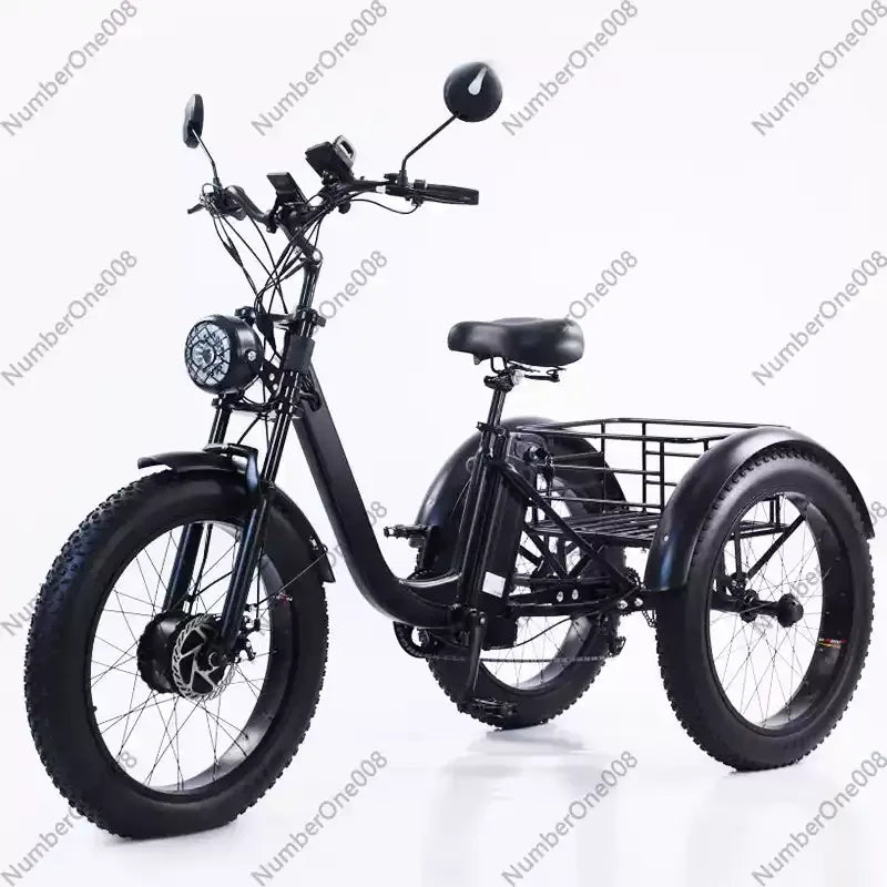 New Electric Tricyle Adult Electric Bicycle 24Inch Fat Tire 750W15AH Mobile Battery Mountain Ebike 3Wheel Electric Cargo Bike