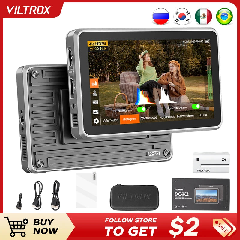 Viltrox DC-X3 DC-X2 4K Monitor Touch Screen Touch Screen Profissional 1080P Photographic HD FHD Portable Camera Monitor