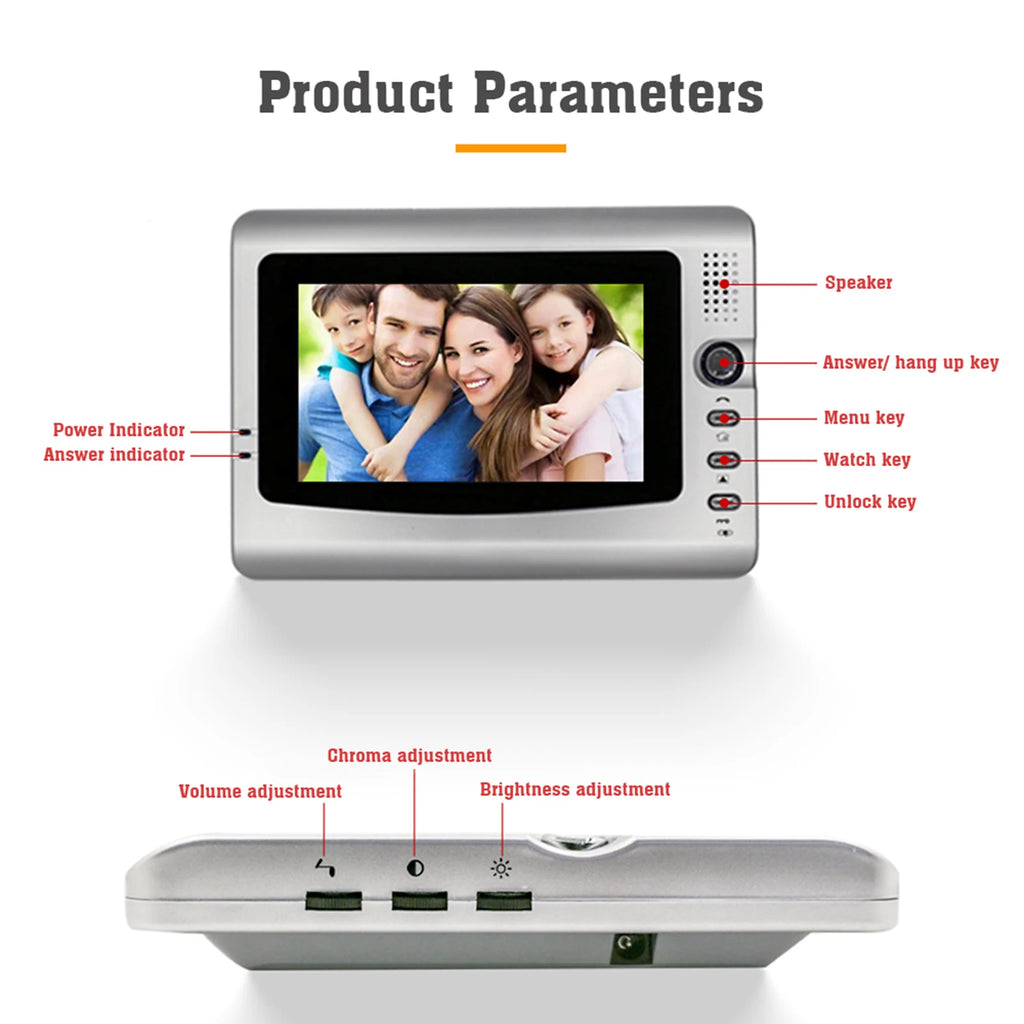 7”Smart Video Wired Video Door Phone System Visual Intercom Doorbell Indoor Monitor and Outdoor Camera support Unlock Infrared