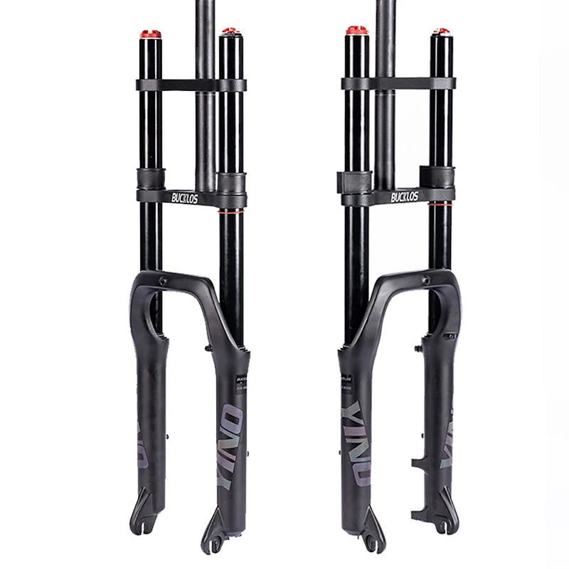 BUCKLOS Snow Fat Bike Fork 20*4.0 Inch / 26*4.0 Inch Air Suspension Fork Travel 180mm Double Shoulder E-Bike Fork Bicycle Parts