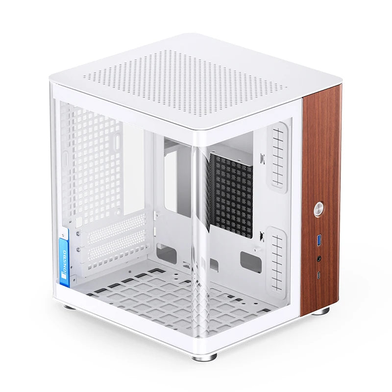 Jonsbo TK-0 ITX Sea View Room Case Separated Cabinet Dual-Curved Glass Aluminum Solid Walnut Wood Compact Desktop Chassis