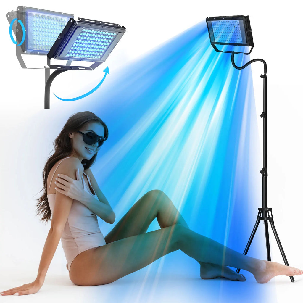 50W Tanning Lamp Tripod Solarium Lamp for UV Tanning Body Wavelength 460nm&480nm 48PCS Blue Light Lamp Solarium Tanning Skincare
