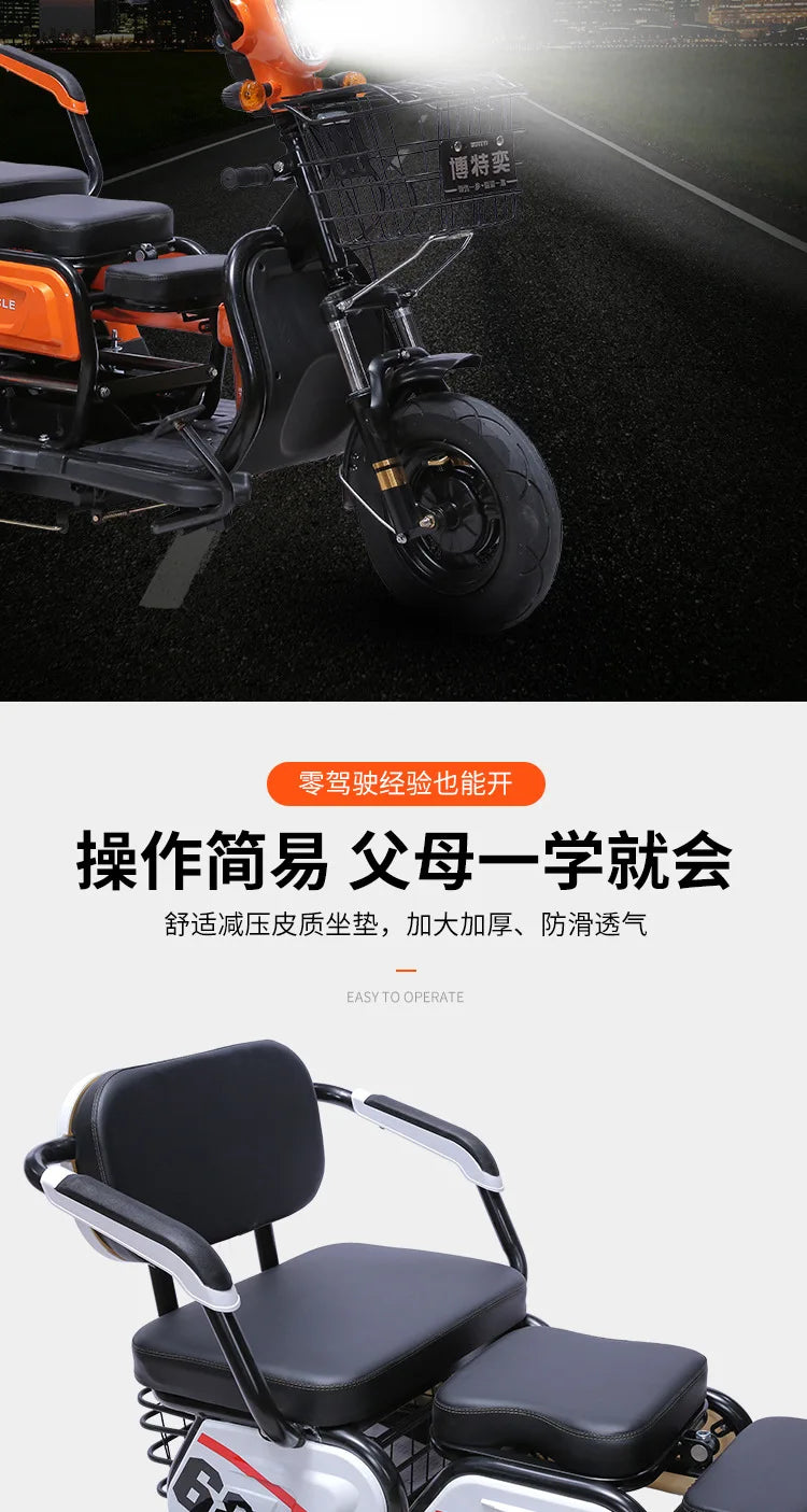 1000W 20ah Electric tricycle adult elderly scooter small household mini female Electro bike range 60km