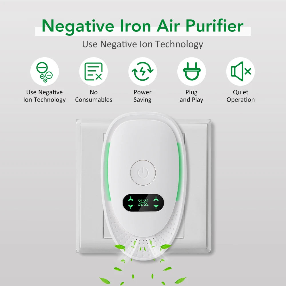 Plug-In Electric Air Purifier Negative Air Ionizer Mini Anion Purifier Negative Ion Generator Quiet Ionic Air Fresher Air Clean