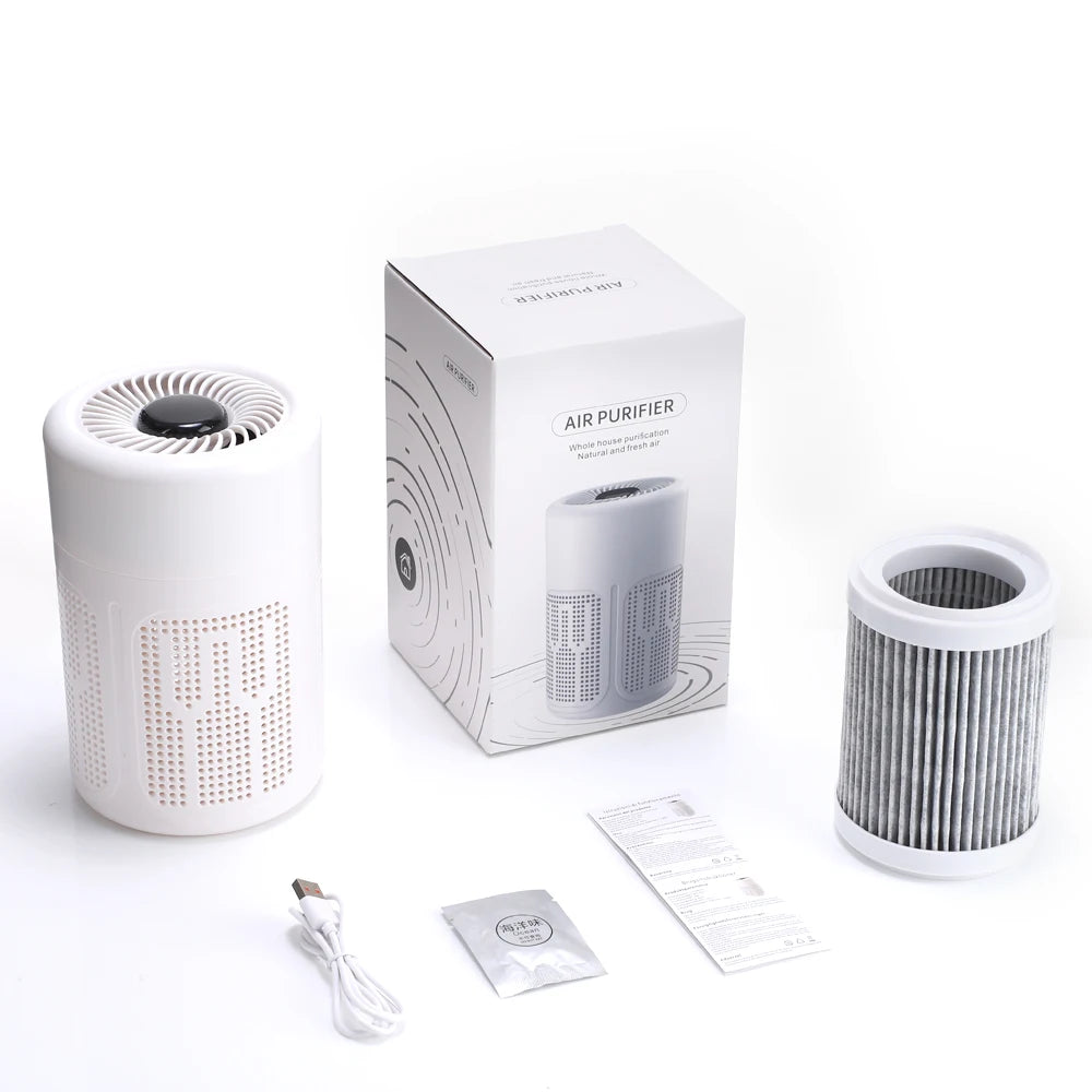 Mini Desktop Air Purifier HEPA Filter Negative Ion Technology Quiet Air Cleaner Portable Air Purifier for Home Bedroom Office