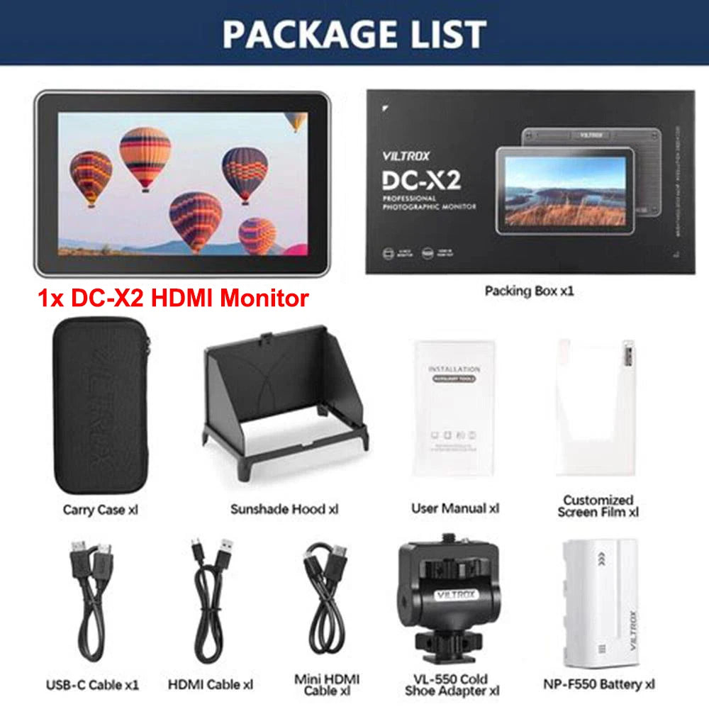 Viltrox DC-X2 DC-X3 Portable Monitor 6 Inch 2000 Nits 4K Touch Screen Profissional Photographic HD FHD Camera Monitor for Video