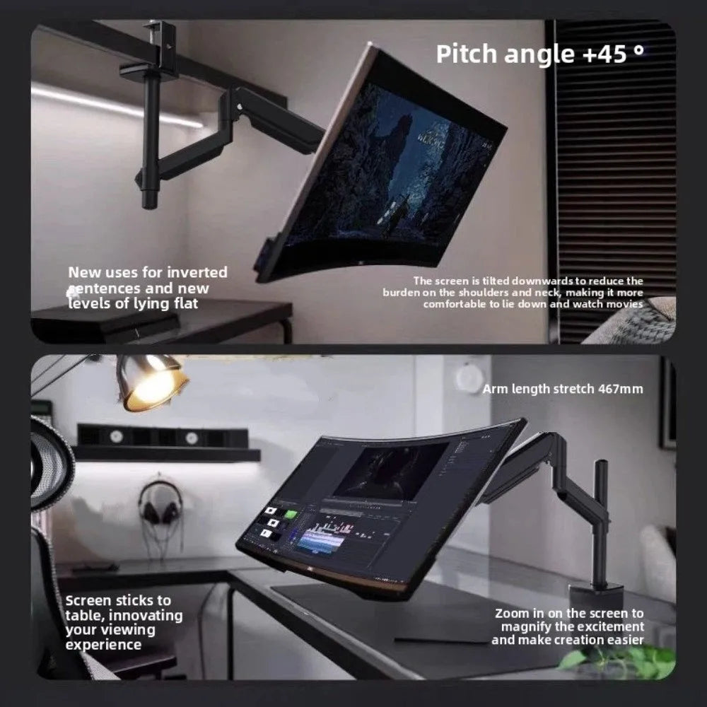 Desktop Mount Monitor Arm Stand with Tray Expandable Monitor Holder Ergonomic Universal Monitor Bracket Computer Monitor