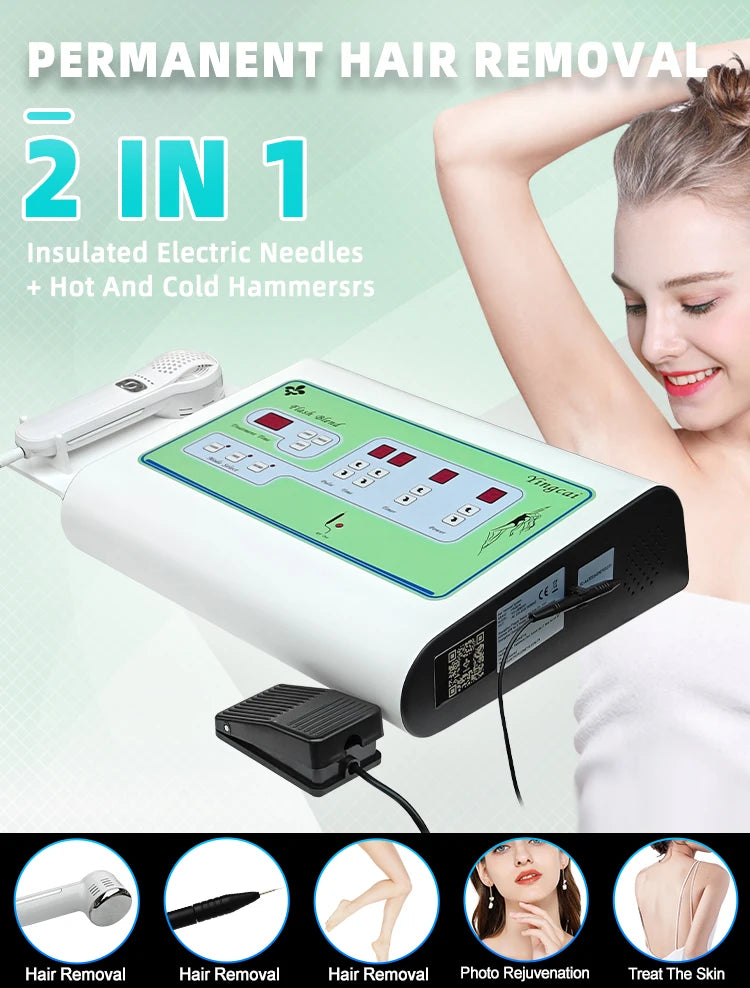 2025 Portable Electrolysis Epilators Removal Device Painless Electrolysis Machine Electric Needle Hair Removal for Men