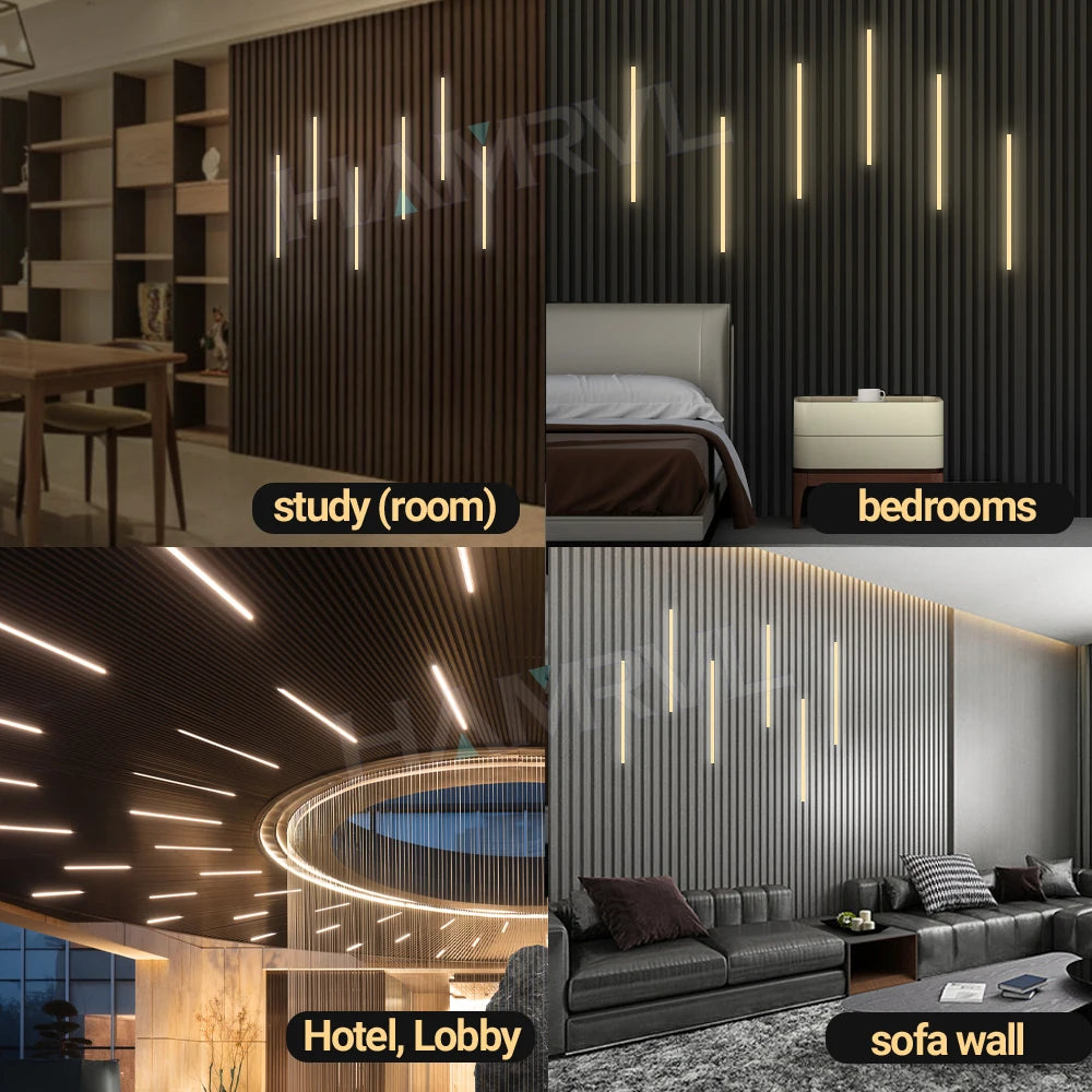 Touch Sensor LED for Wood Slat Wall Panels Decor No-drill Black/Silver Aluminum Bar Light Shelf Kitchen Wardrobe Closet Lighting