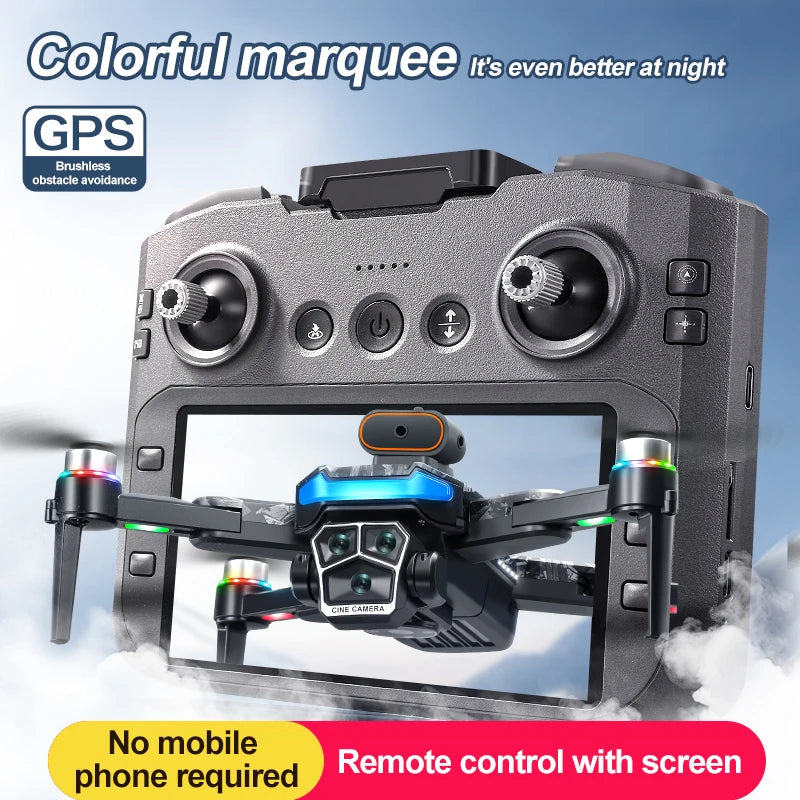 New A14ProMax 8K Drone 4.3Inch Screen Control GPS Brushless Motor Dual Camera Optical Flow Obstacle Avoidance Foldable RC UAV