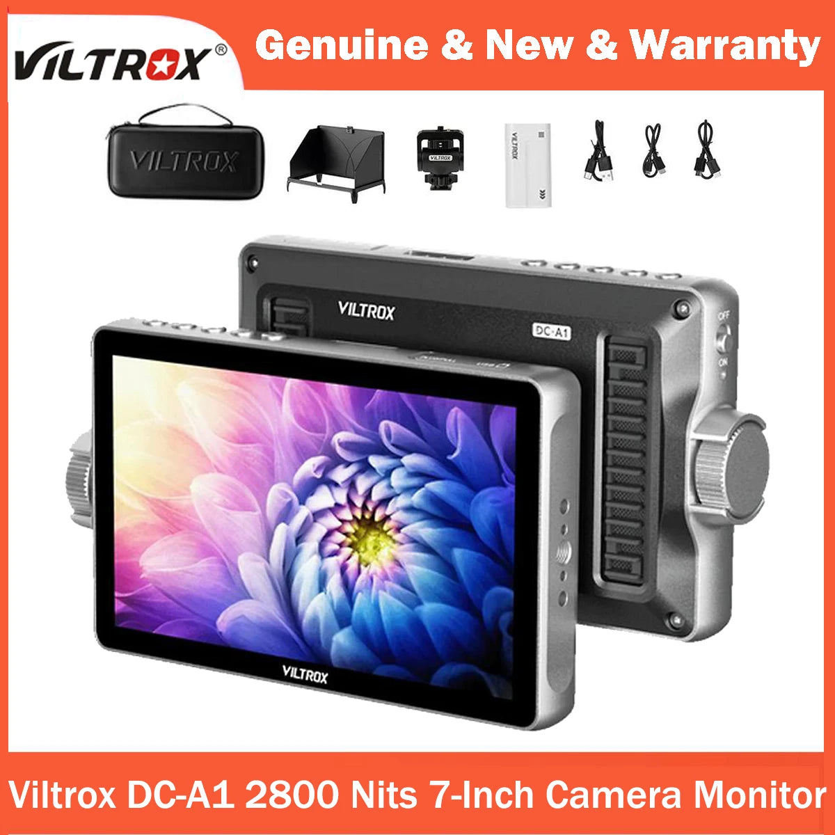 VILTROX DC-A1 2800nit Video Field Monitor, 7 Inch Touchscreen 60Hz 4K Camera External Monitor with Cooling Fans, 170° Wide Angle