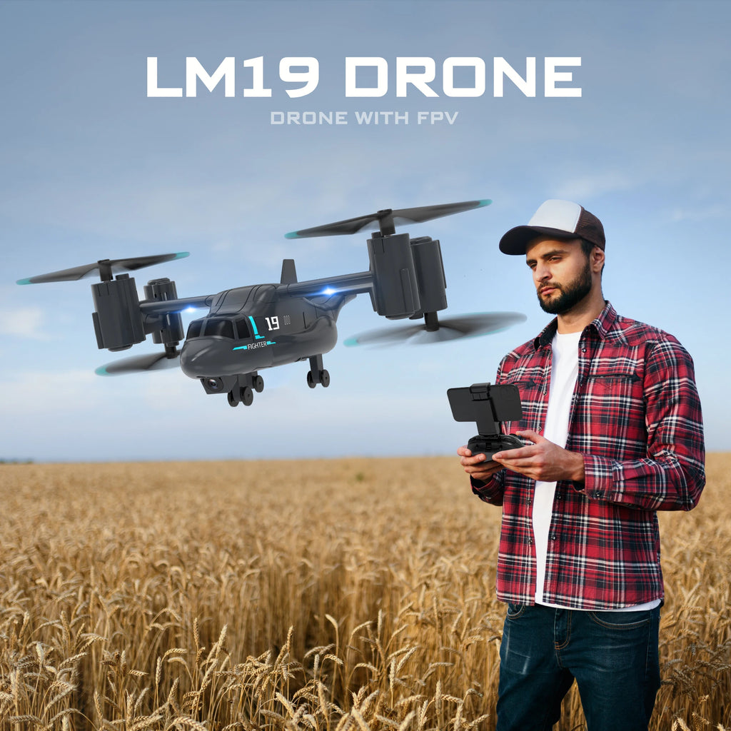 Remote Control Helicopter Drone 480P Camera Fighter UAV Land Air Mode Aircraft Brushless RC Drones for Children Kids Plane Toys